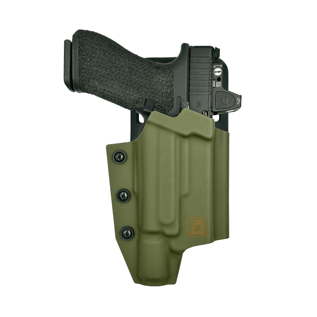 A.D. GLOCK 19 X300 "QUICKLINE" Olive Drab open ended OWB HOLSTER RH - Image 2